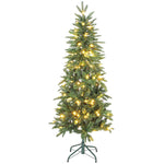 Sapin de Noël artificiel 150 cm, arbre de Noël slim avec 150 lumières 8 modes d'éclairage 431 branches articulées, vert
