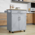 Carrito de cocina con ruedas, carrito de servicio, isla de cocina con cajón, armario y toallero - gris