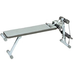 Banc de Musculation Multifonction, Banc Plat Réglable avec Siège à 3 Niveaux, 141 x 52 x 54-71 cm, Bleu et Blanc