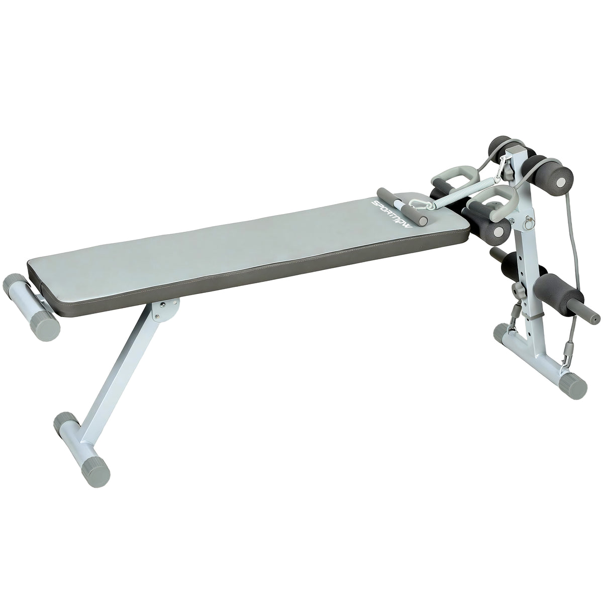 Banc de Musculation Multifonction, Banc Plat Réglable avec Siège à 3 Niveaux, 141 x 52 x 54-71 cm, Bleu et Blanc