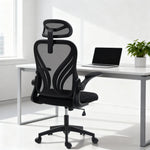 Chaise bureau, fauteuil de bureau en maille, dossier rabattable, appui-tête 2D, accoudoirs relevables, 73x62x136cm, noir