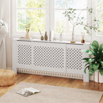 Verstelbare radiatorombouw modern design, uitschuifbare lengte 136-200 x 21,5 x 91,7 cm, wit