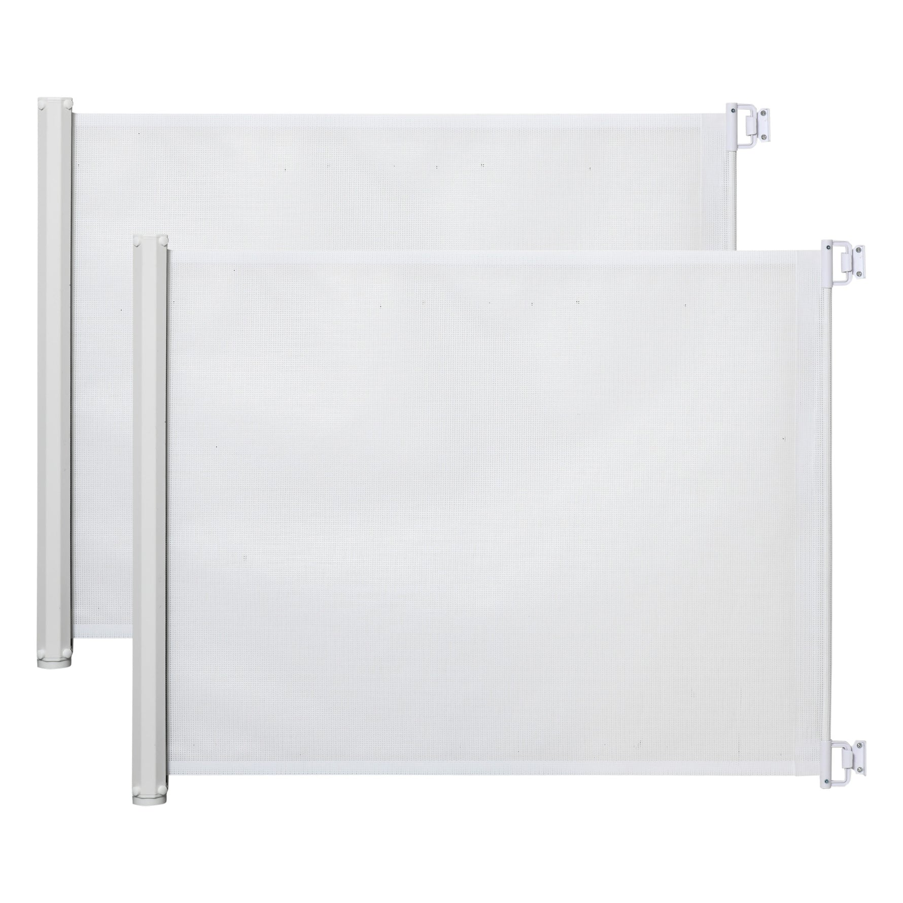Lot de 2 barrières de sécurité barrière animaux rétractable automatique 1,15L x 0,83H m textilène acier blanc