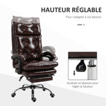 Fauteuil de bureau chaise de bureau ergonomique avec hauteur réglable dossier inclinable repose-pied rétractable marron