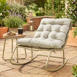 Outdoor Rocking Chair Soft Cushion 125cm Wide 64cm Steel and Textilene Beige and Gold