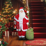 Figurine de Père Noël, Debout de Père Noël Rouge Traditionnelle 140 cm avec Sac de Cadeaux, Effets Sonores et Cloche