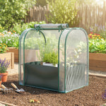 Mini Serre avec Sac de Plantation, Serre Portable avec porte enroulable, 68 x 50 x 70 cm, Vert Foncé