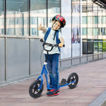 Kinderroller Tretroller 30 cm Luftreifen, höhenverstellbarer Lenker, Handbremse und Ständer, Stahl, für Kinder ab 5 Jahren, Blau