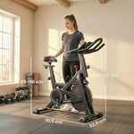 Vélo d'Appartement Silencieux avec Résistance Magnétique Réglable, APP Connectez, Écran LCD, 111,5x52,5x114,5cm, Noir