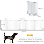 Barrière de sécurité parc enclos chien modulable pliable porte intégrée 300L max. x 74,5H cm métal PP blanc