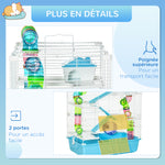 Grande cage pour hamsters cage pour rongeur 5 niveaux avec tunnels abreuvoir roue maisonnette échelles dim. 59L x 36l x 69H cm