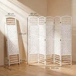 Paravent en bois 242 x 170 cm séparateur de pièce pliable 6 panneaux cloison de séparation chambre à coucher maison intérieur blanc