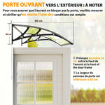 Auvent de Porte d'Entrée, Toit Marquise de Porte Extérieur en Polycarbonate et Profil Aluminium, 110x60cm, Transparent