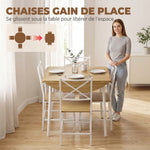 Set da pranzo con tavolo e 4 sedie per 4 persone, tavolo da cucina pieghevole da 105 cm, sedie impilabili, rovere