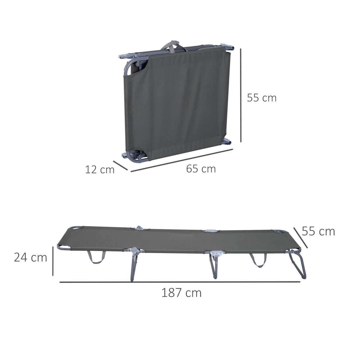 Bain de Soleil transat Pliable Dossier réglable Multipositions métal et Polyester Gris