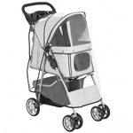 Poussette buggy pliable animaux chariot pliante chien chat porte-gobelet panier de rangement 75 x 45 x 97 cm gris