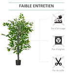 Arbre Artificiel Plante Artificielle ficus H.1,35 m Tronc Branches Liane Lichen Feuilles Grand réalisme Pot Inclus