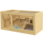 Cage Hamster Habitat pour Rongeurs Souris Plusieurs Niveaux Plateformes Échelle Balançoires 100 x 50 x 50 cm Naturel