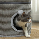 Tour pour chat modulable tonneau griffoir chat avec fermeture éclair séparable 3 niveaux deux balles Ø 42 x 69H cm gris
