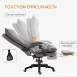 Fauteuil de bureau massant ergonomique, chaise de bureau avec dossier inclinable, hauteur réglable