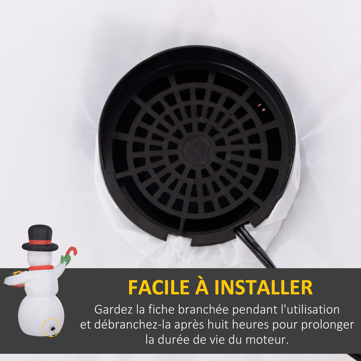 Bonhomme de neige gonflable de Noël de 180 cm avec lumières LED, matériel fixation et souffleur, intérieur et extérieur