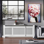 Cubrerradiador de diseño contemporáneo, longitud extensible 139-208,5 x 20,5 x 82,5 cm, MDF blanco
