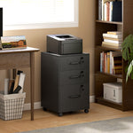 Caisson de Bureau Mobile avec 3 Tiroirs Verrouillables, Caisson de Rangement sur Roulettes, 40 x 40 x 69,5 cm, Noir