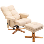 Massage-Relaxsessel mit Hocker, um 360° drehbarer Relaxsessel, neigbare Rückenlehne, 80 x 86 x 99 cm, Creme