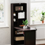 Bureau avec rangement pliable murale rabattable avec bibliothèque poste de travail tableau à craie et étagère réglable