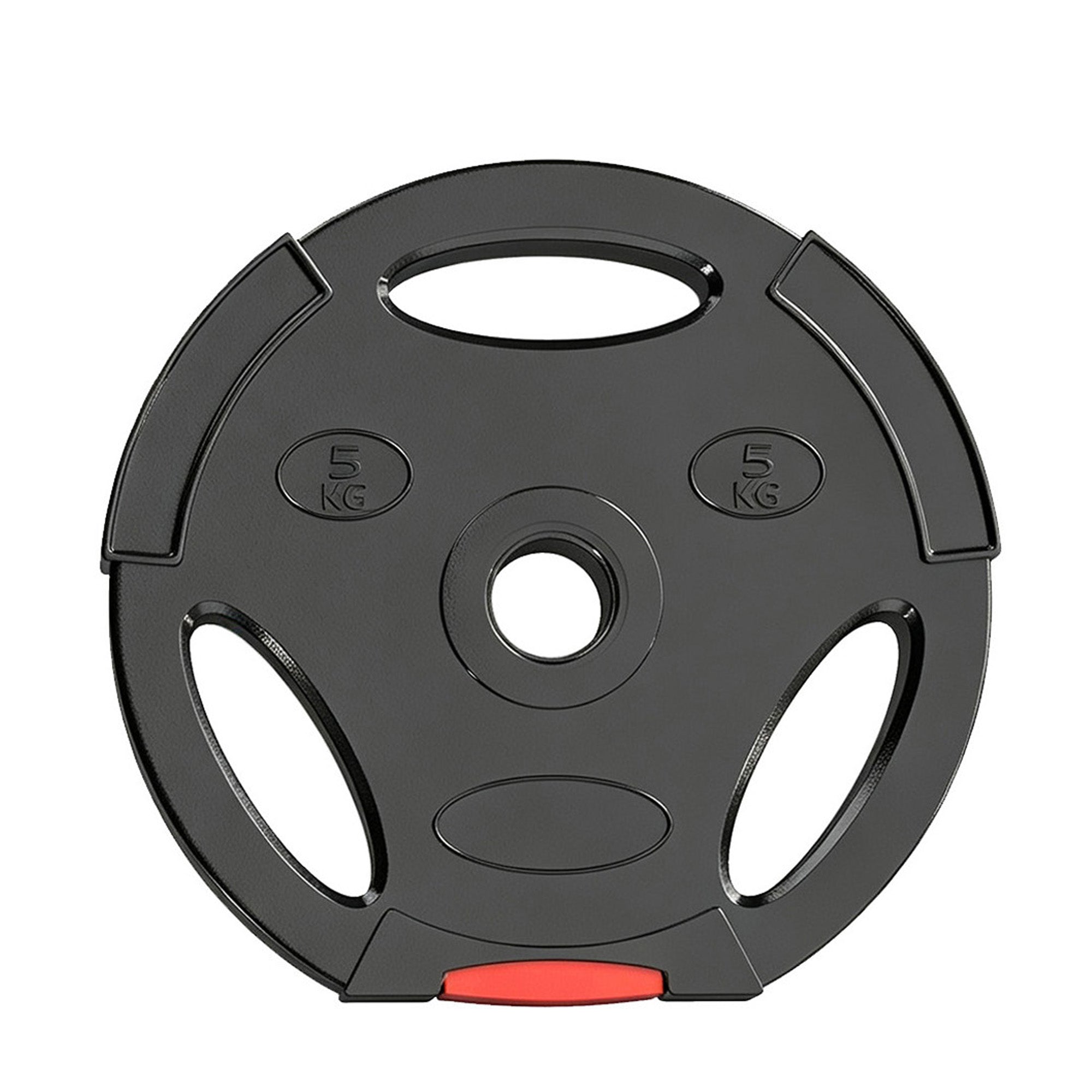 Gewichtsscheiben, Hantelscheiben 2 x 5 kg und 2 x 2,5 kg, mit drei Griffen, Bohrung Ø 25 mm, schwarz