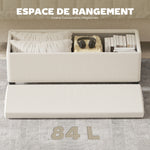 Banc de rangement bout de lit en velours côtelé avec couvercle, pour salon, chambre, entrée, 112 x 42 x 40 cm, beige
