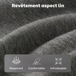 Estructura de cama de 140 x 190 cm con somier y cabecero ajustable, cama doble tapizada en lino, almacenamiento inferior, gris