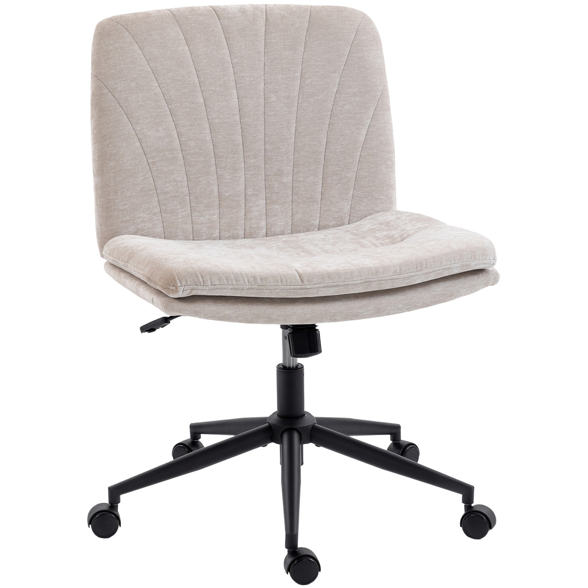 Chaise de bureau sans accoudoirs, fauteuil de bureau en chenille, hauteur réglable, 62 x 67 x 83-93 cm, beige