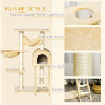 Krabpaal krabmeubel stabiele klimboom met meerdere niveaus activiteitencentrum hoogte 98 cm beige