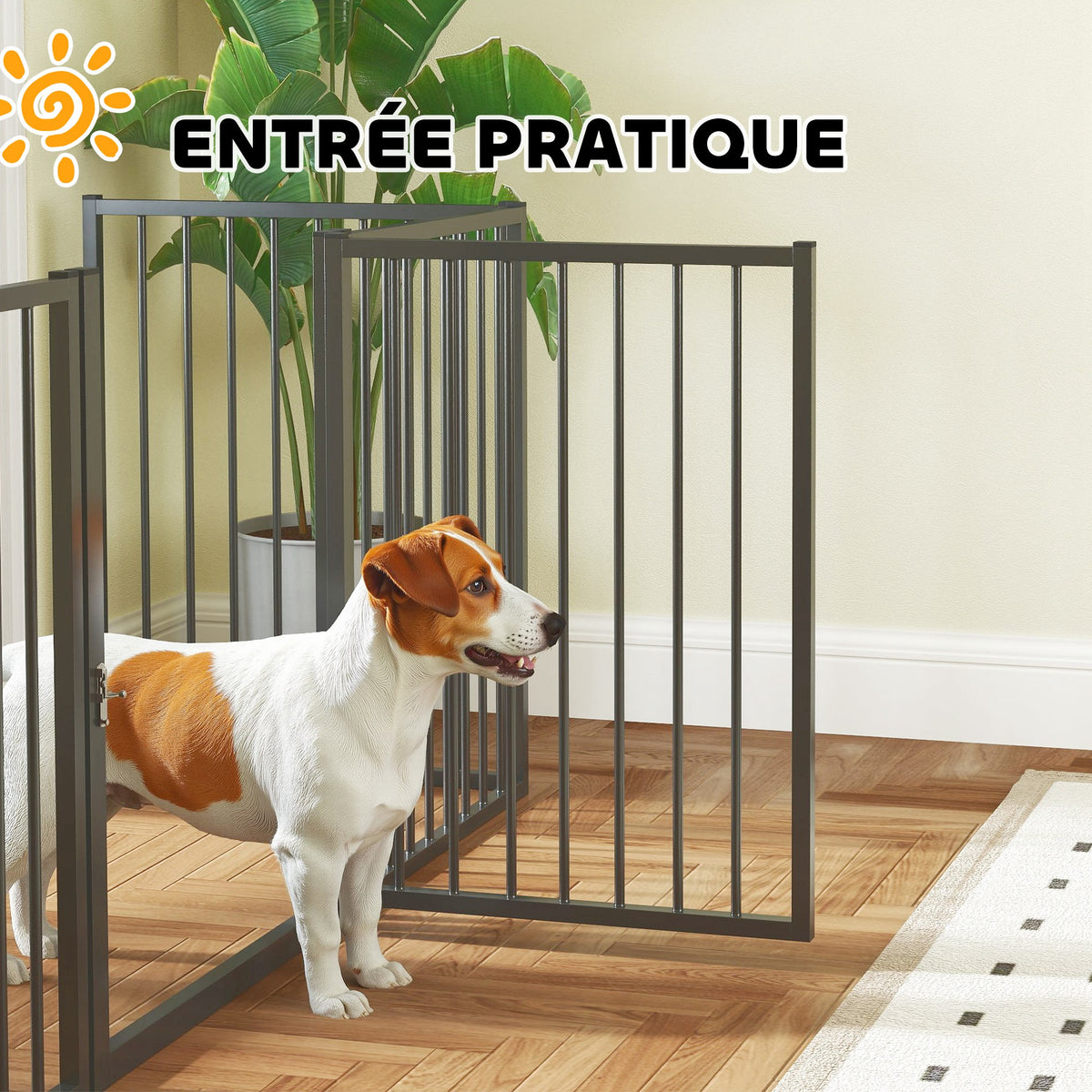 Parc pour chien, parc pour animaux, 5 panneaux, clôture portable pliable, sécurisé, noir