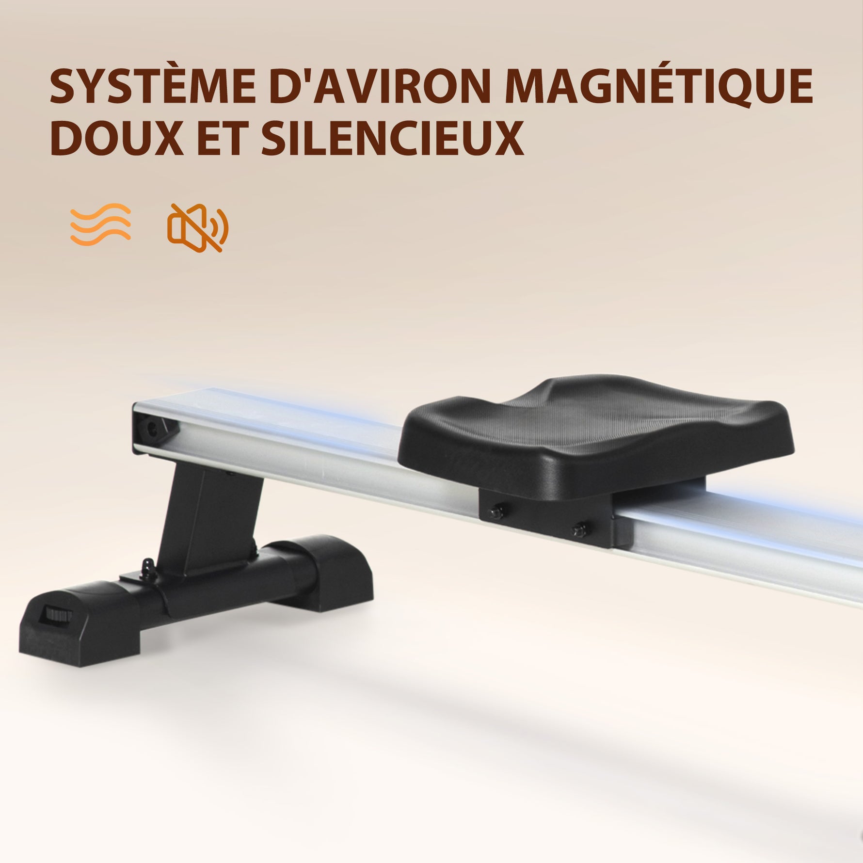 Rameur d'appartement Pliable freinage magnétique - Silencieux - 8 Niveaux de résistance magnétique - Glissière en Aluminium - écran LCD Multifonction - Acier alu. ABS Noir Argent