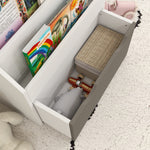 Bibliothèque pour enfants Multi-Rangement avec 3 niveaux d'étagères et un tiroir, 62,5L x 30l x 70H cm, gris et blanc
