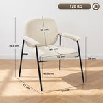 Lot de 2 Fauteuils Salon, Fauteuils d'Appoint en Chenille avec Dossier Profilé, Accoudoirs Rembourrés, Crème
