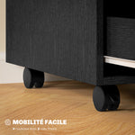 Caisson bureau mobile, meuble rangement bureau sur roulettes, 3 tiroirs, 40x50x57,5cm, noir