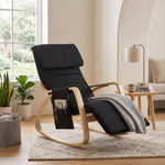 Fauteuil relax à bascule fauteuil allaitement avec repose-pieds réglable, poche latérale et appui-tête, noir