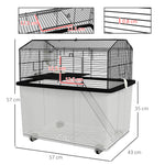 Cage hamster cage rongeur 2 étages avec roulettes plate-forme et échelle en fil d'acier 57 x 43 x 57 cm noir