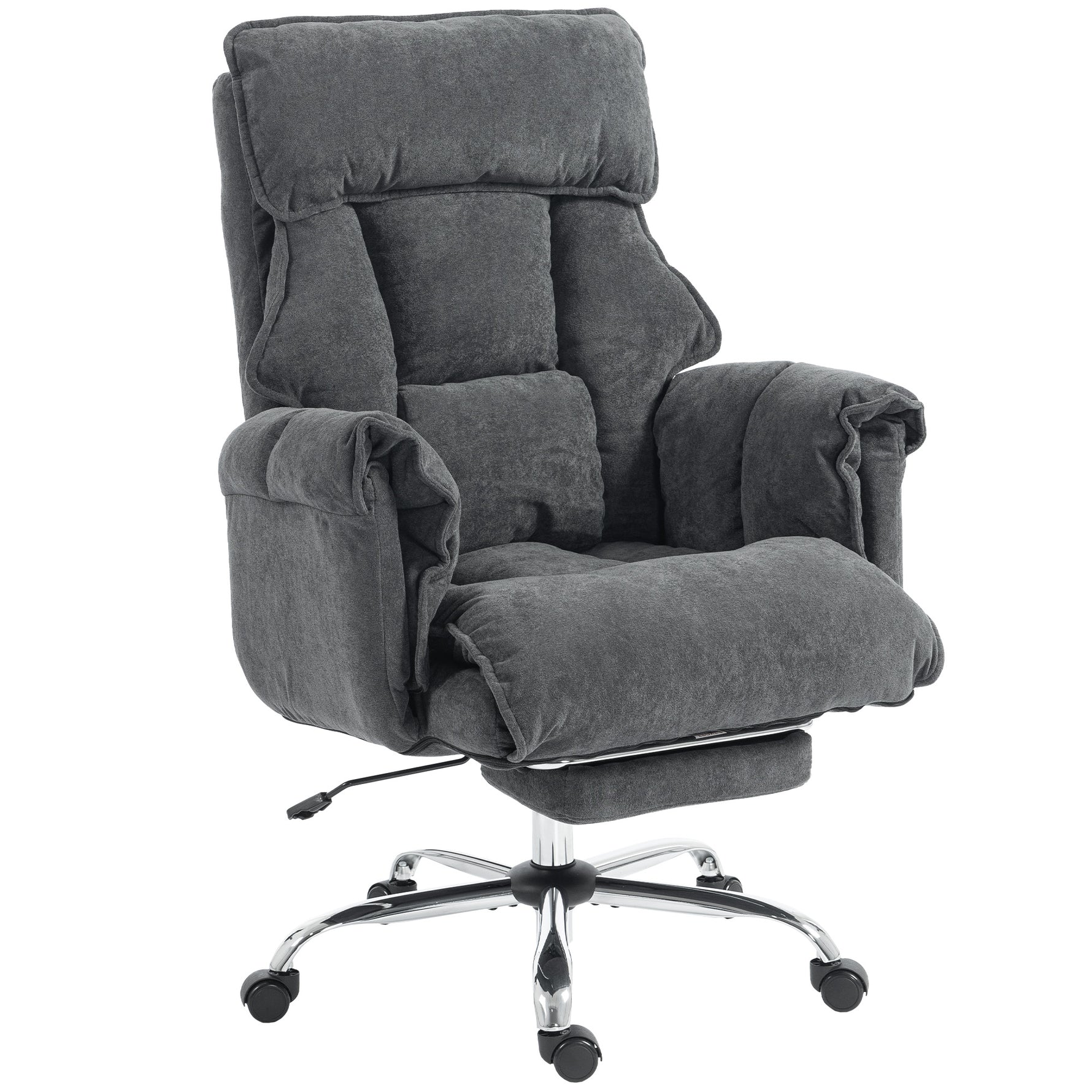 Chaise Bureau Ergonomique, Fauteuil de Bureau Inclinable, Hauteur Réglable, Appui-tête, Dossier Haut, Gris Foncé