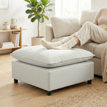 Repose pied salon carré, ottoman avec pieds en plastique, pouf salon pour chambre à coucher, entrée, 75x75x40 cm, gris