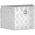Caja de herramientas para remolque, caja de almacenamiento de aluminio bloqueable, forma trapezoidal, 73,7 x 41 x 46 cm, plateada