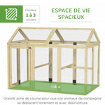 Enclos poulailler en bois cage à poules parc grillagé 140 x 88,5 x 106 cm naturel