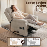 Fauteuil Inclinable de Massage et Chauffage, Fauteuil de Relaxation, Appuie-tête Réglable Poches Latérales, Crème
