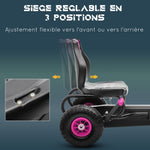 Kart à pédales pour enfant siège réglable 3 positions frein à main enfant de 5 à 12 ans rose noir