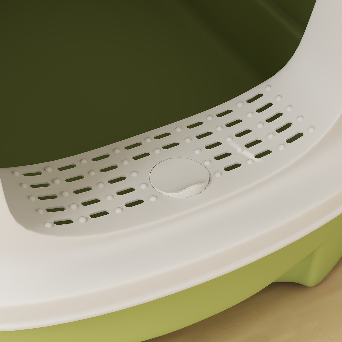 Maison de toilette pour chat bac à litière fermé chat avec porte translucide pelle incluse 40,5 x 52,5 x 42,5 cm vert