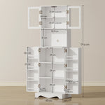 Buffet haut cuisine armoire de cuisine 4 portes 8 porte-épices plan de travail étagère réglable 60x39,5x179,6cm blanc