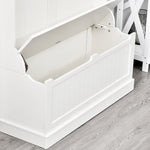 Meuble d'entrée avec banc porte manteaux 3 en 1 5 crochets banc de rangement pour salon couloir 96 x 34 x 179,7 cm crème